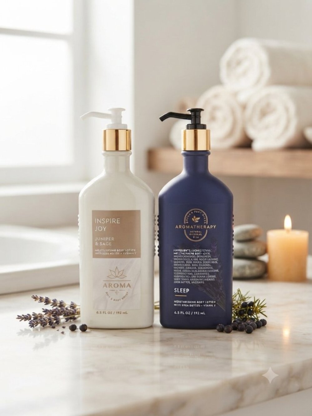 BBW Aromatherapy Set Lavander/ Vanilla Sleep & Joy Inspire Body Lotion NEW